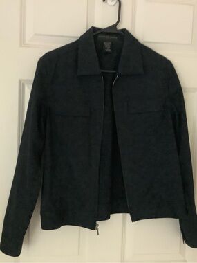 Geoffrey Beene Black Zip-Front Suede Jacket